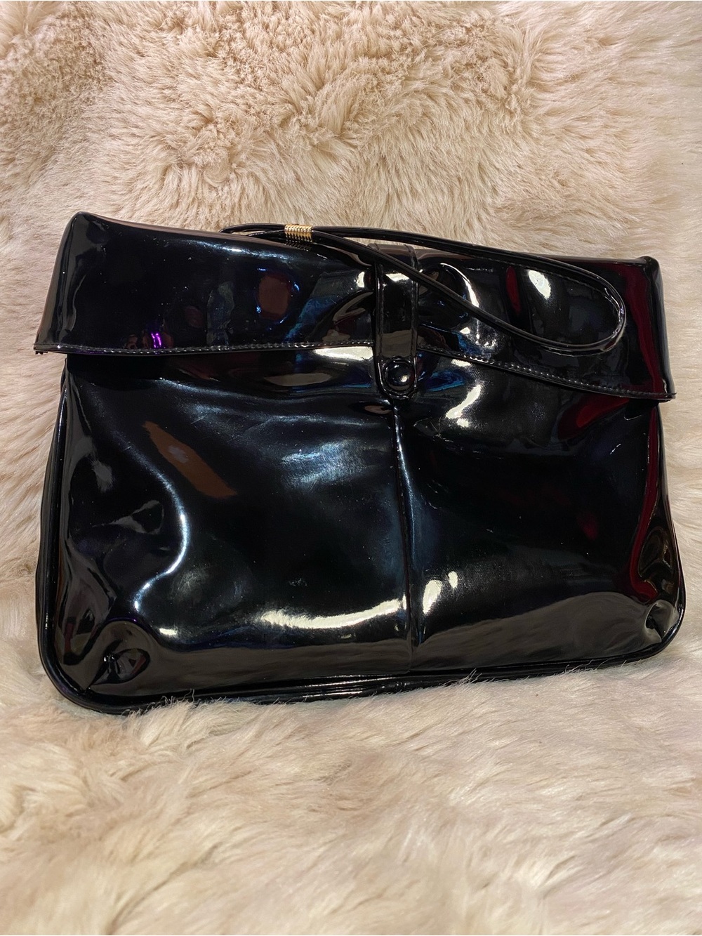 Vintage black patent leather clutch bag